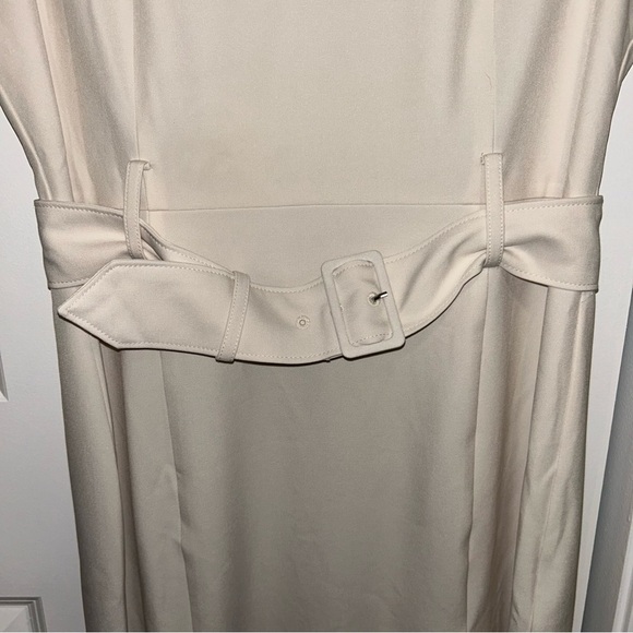 NWT Banana Republic Cream Belted Midi Sheath Dress - Picture 4 of 10